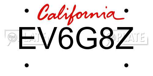 EV6G8Z California License Plate