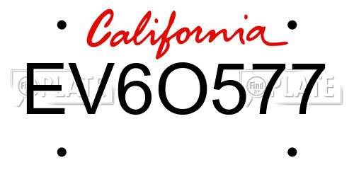 EV6O577 California License Plate