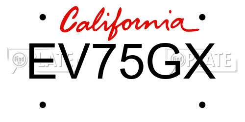 EV75GX California License Plate