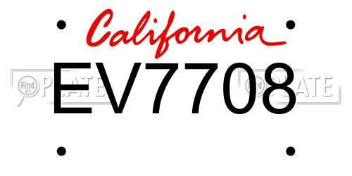 EV7708 California License Plate