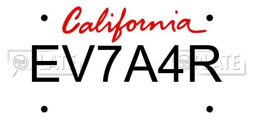 EV7A4R California License Plate