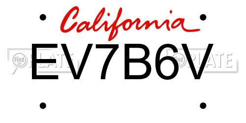 EV7B6V California License Plate