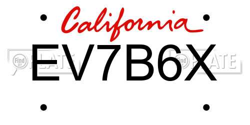 EV7B6X California License Plate