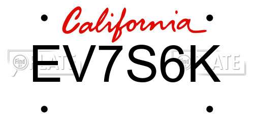 EV7S6K California License Plate