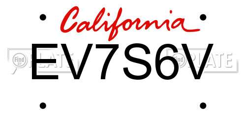 EV7S6V California License Plate