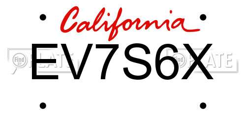 EV7S6X California License Plate