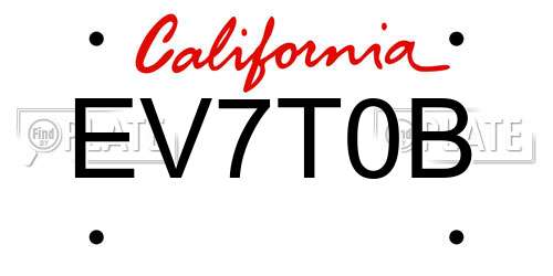 EV7T0B California License Plate