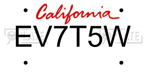 EV7T5W California License Plate