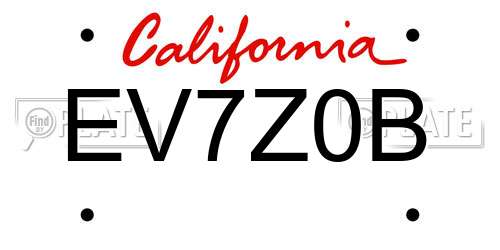EV7Z0B California License Plate