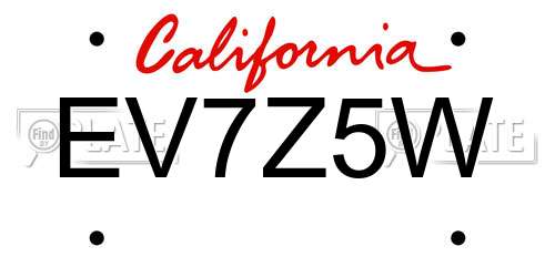 EV7Z5W California License Plate