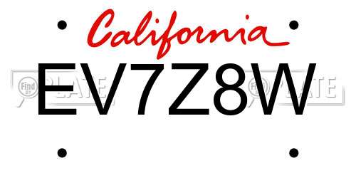 EV7Z8W California License Plate