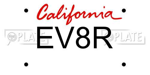 EV8R California License Plate