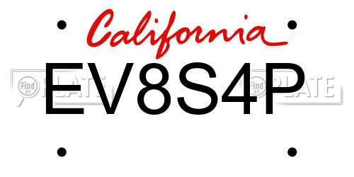 EV8S4P California License Plate