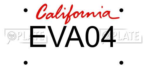 EVA04 California License Plate