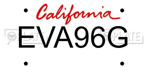 EVA96G California License Plate