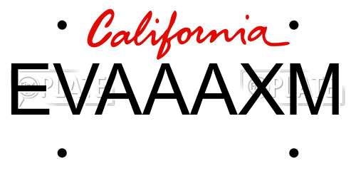 EVAAAXM California License Plate