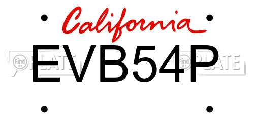 EVB54P California License Plate