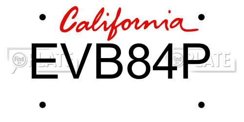 EVB84P California License Plate