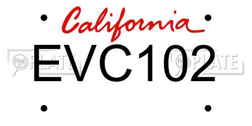 EVC102 California License Plate