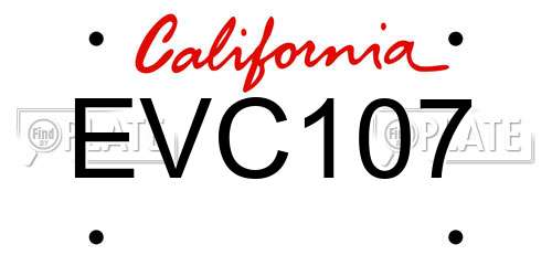 EVC107 California License Plate