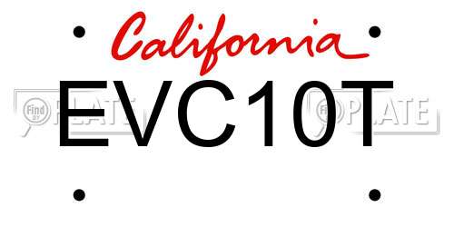 EVC10T California License Plate