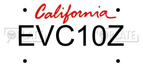 EVC10Z California License Plate