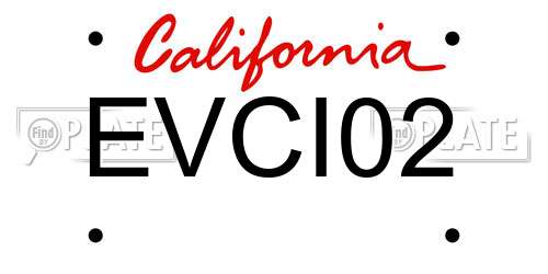 EVCI02 California License Plate