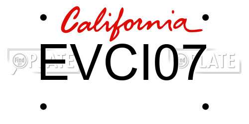 EVCI07 California License Plate