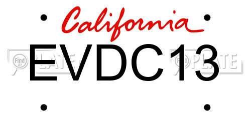 EVDC13 California License Plate
