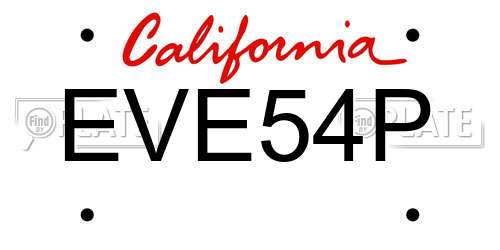 EVE54P California License Plate