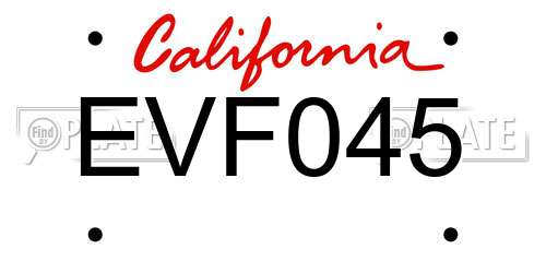 EVF045 California License Plate