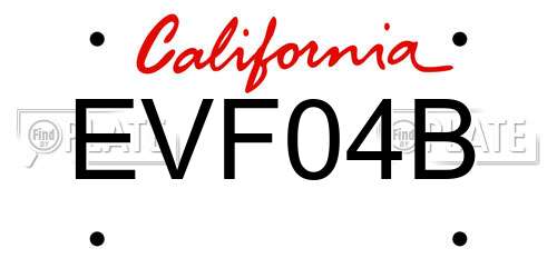 EVF04B California License Plate