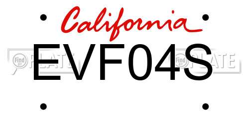 EVF04S California License Plate