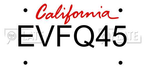 EVFQ45 California License Plate