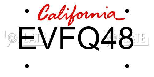 EVFQ48 California License Plate