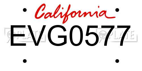 EVG0577 California License Plate
