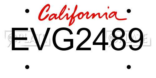 EVG2489 California License Plate