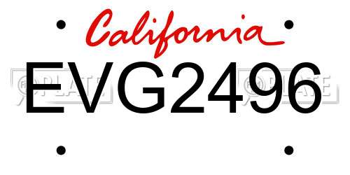 EVG2496 California License Plate