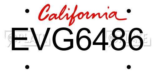 EVG6486 California License Plate