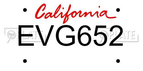 EVG652 California License Plate