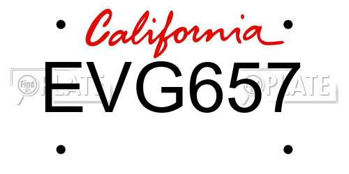 EVG657 California License Plate