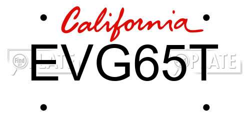 EVG65T California License Plate