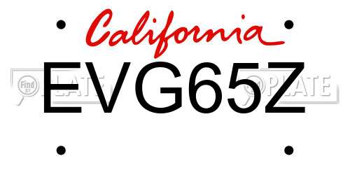 EVG65Z California License Plate