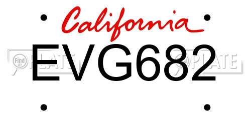 EVG682 California License Plate