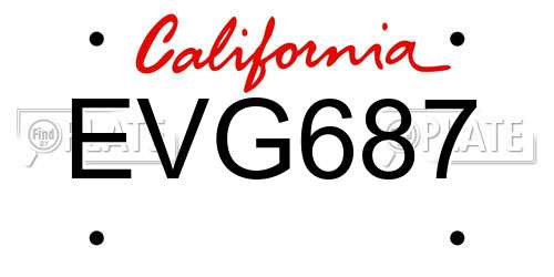 EVG687 California License Plate