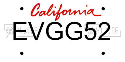 EVGG52 California License Plate