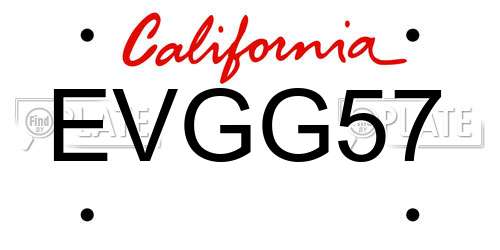 EVGG57 California License Plate