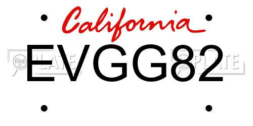 EVGG82 California License Plate