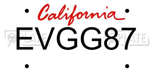 EVGG87 California License Plate