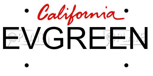 EVGREEN California License Plate